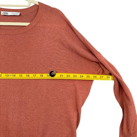 Zara Orange Crew Neck Long Sleeves Pullover Sweater Lightweight Women Size Small - Picture 6 of 7